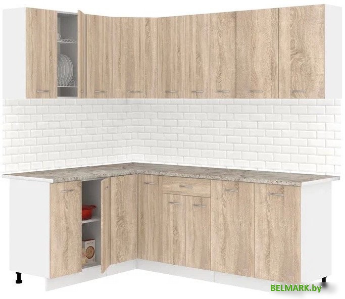 Готовая кухня Кортекс-мебель Корнелия Лира 1.5x2.2 (дуб сонома/марсель) - фото