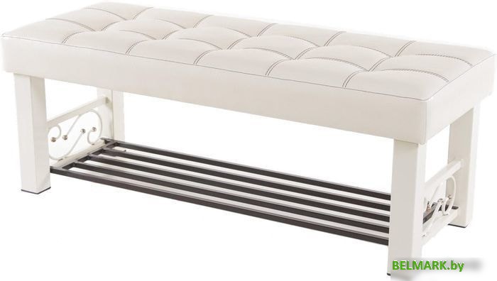 Банкетка AMC Lux 5 с полкой кожзам бежевый/бежевый/коричневый 5.1Б120332 - фото