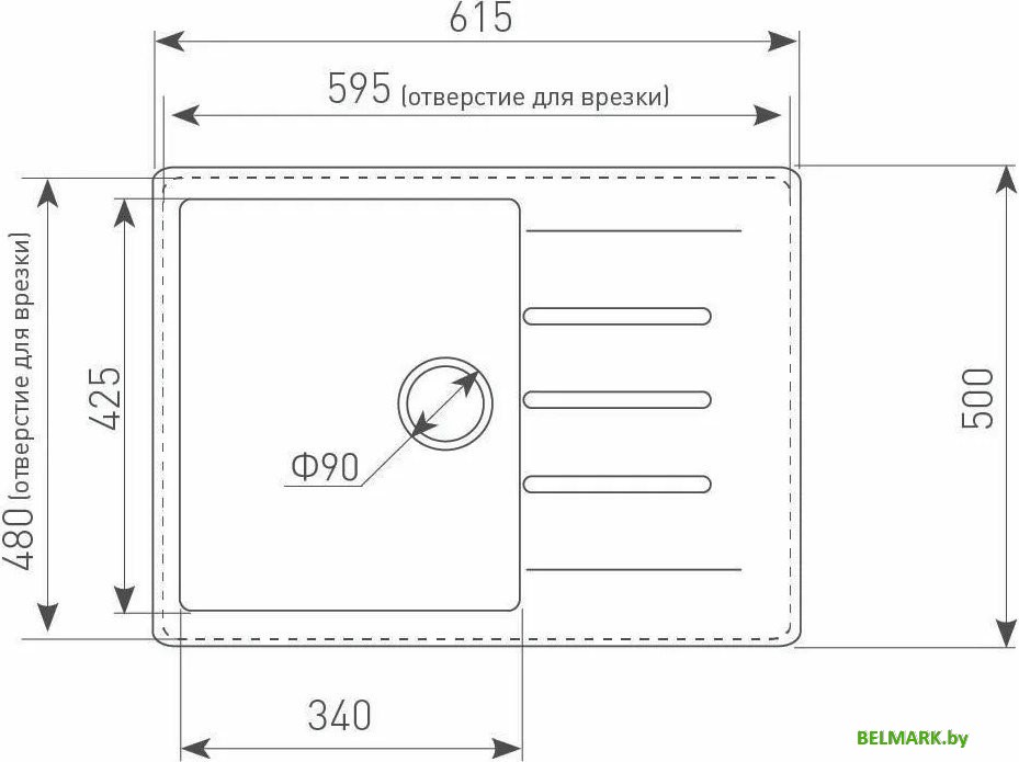 Кухонная мойка Ecoshtein Rechteck 620 (шампань) - фото2