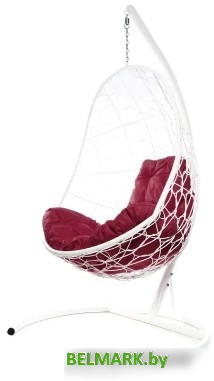 Подвесное кресло M-Group Овал 11140102 (белый ротанг/бордовая подушка) - фото