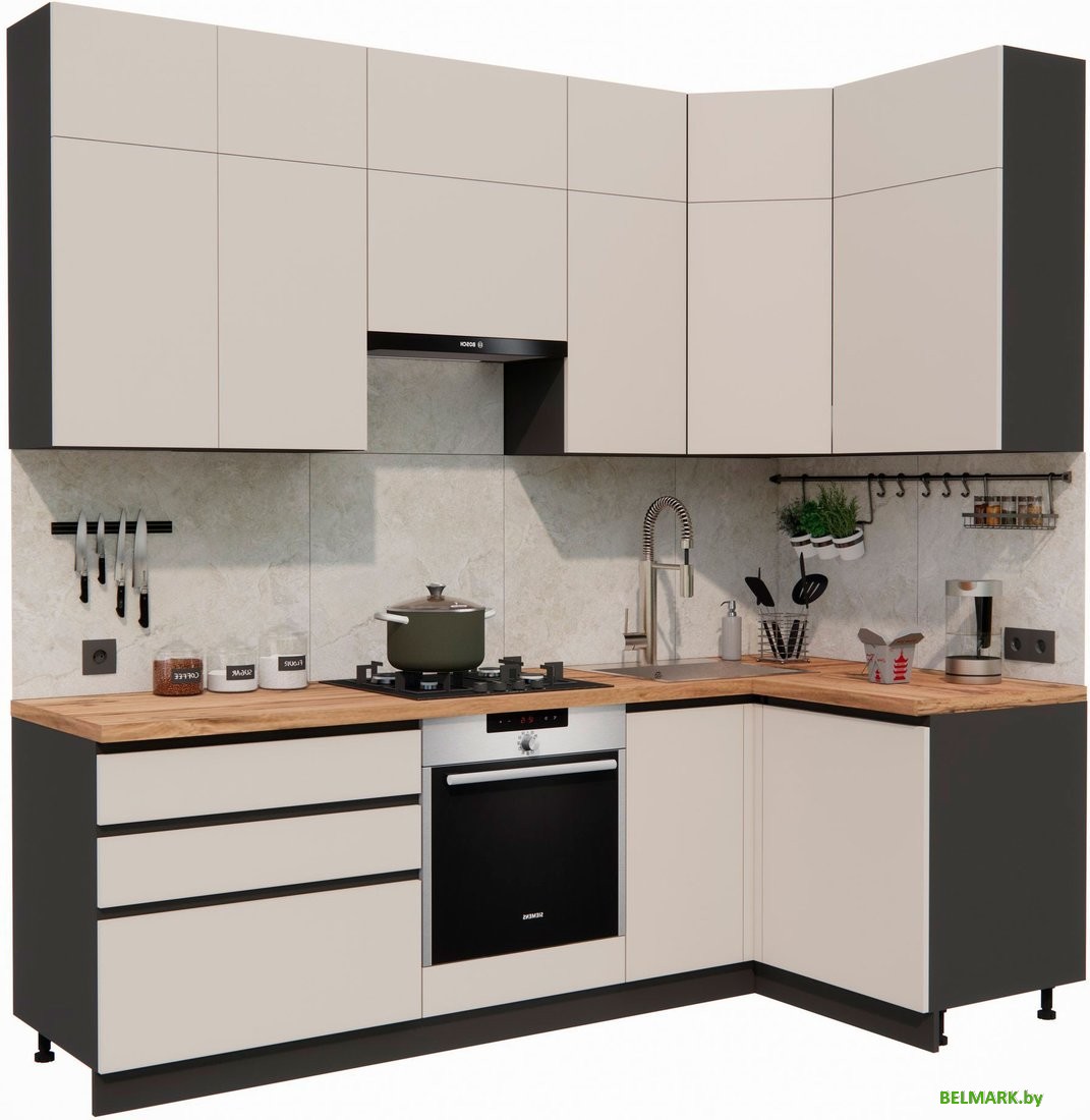 Готовая кухня ВерсоМебель Эко Премиум 1.2x2.4 правая (кашемир/ст. дуб вотан) - фото