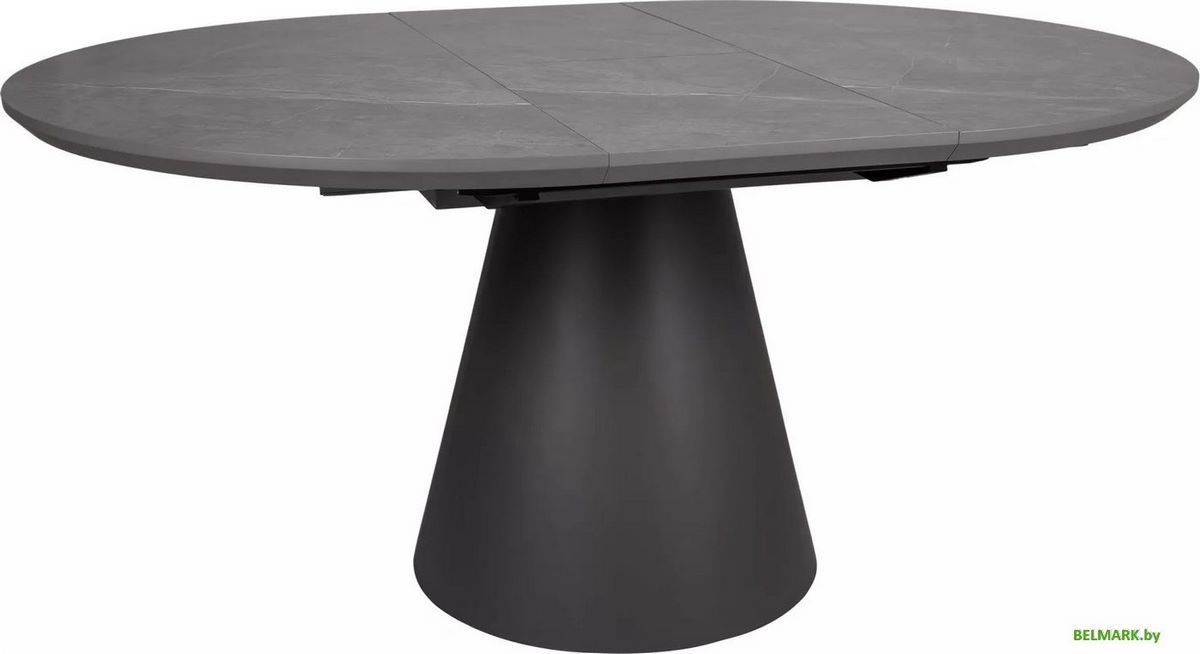 Кухонный стол Signal Angel II 120-160/120 (эффект серого мрамора/черный) - фото