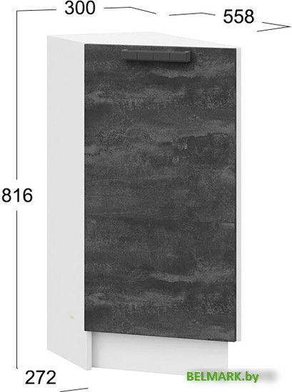 Шкаф напольный Трия Детройт 1Н3Т (белый/угольный камень) - фото2
