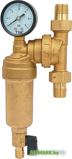 Магистральный фильтр Tim JH-1001W3 самопромывной с манометром 1/2" - фото