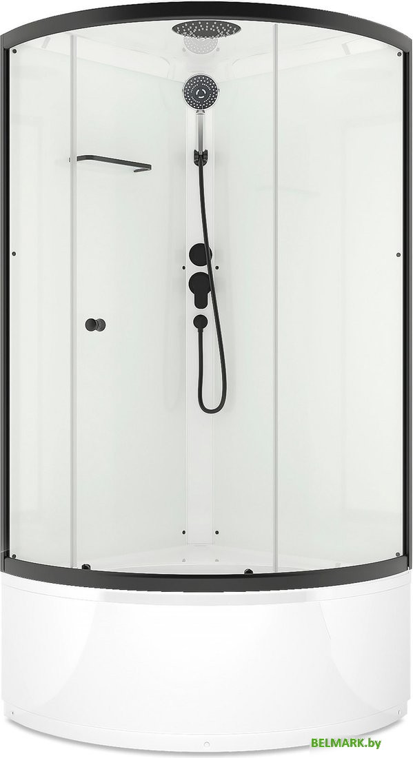Душевая кабина Domani-Spa Simple 99 High Black DS01Sm99HWCl00.Gt-V1.2-Black (белый/прозрачное стекло) - фото