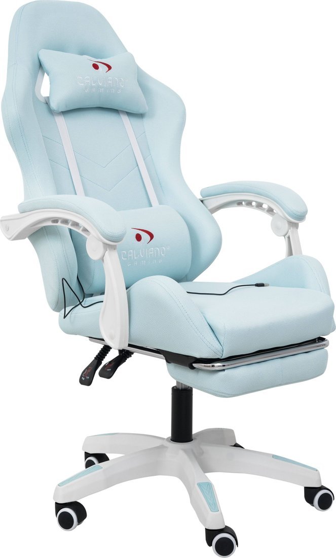 Игровое (геймерское) кресло Calviano 1584 (ткань, голубой) - фото2