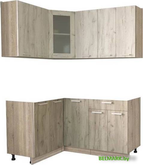 Готовая кухня Интерлиния Мила 12x16 без столешницы (дуб белый/дуб серый) - фото