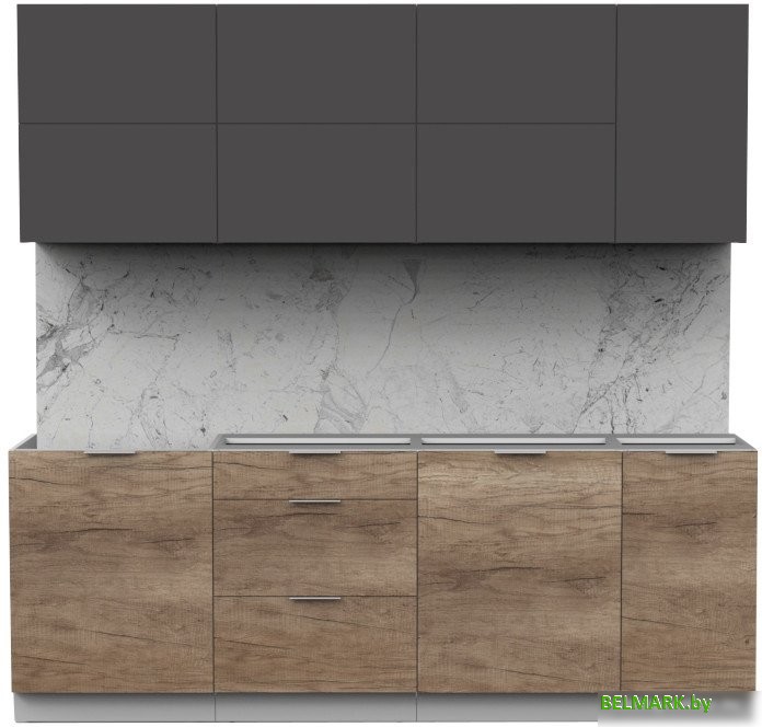 Готовая кухня Интермебель Микс Топ-37 2.2м без столешницы (графит серый/дуб каньон) - фото