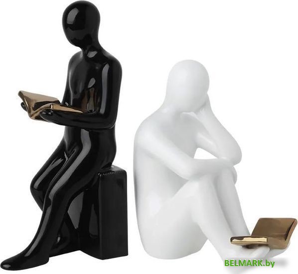 Ограничитель для книг Merry Bear Home Decor Читающая пара 30001263 (черный/белый) - фото2