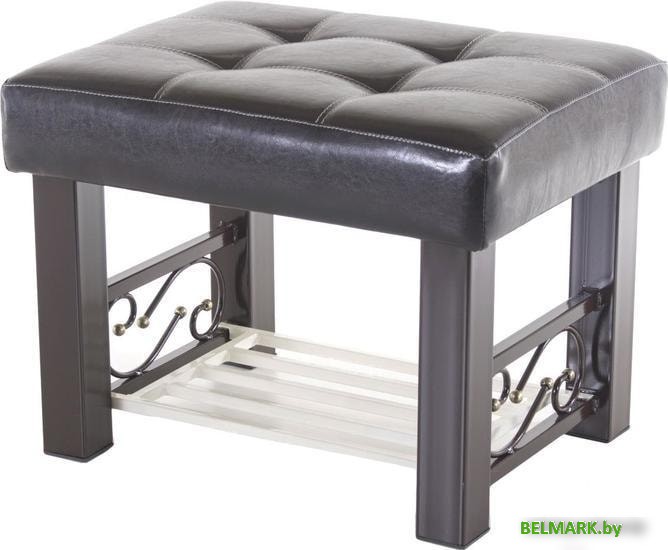 Банкетка AMC Lux 5 с полкой кожзам коричневый/коричневый/бежевый 5.1Б60223 - фото