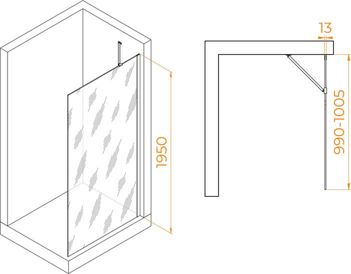 Душевая стенка RGW WA-110B 351011010-14 100 (черный/прозрачное стекло) - фото2