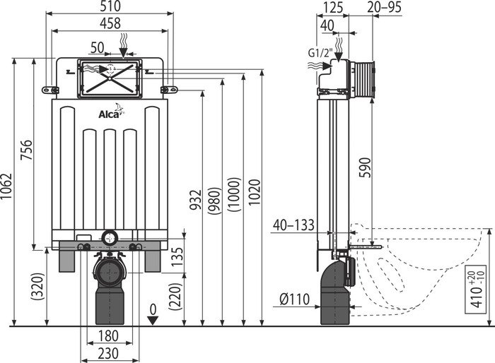 Инсталляция для унитаза Alcaplast AM100/1000 Alcamodul - фото2