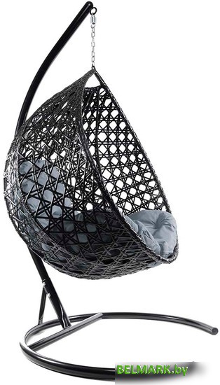 Подвесное кресло M-Group Капля Люкс 11030409 (черный ротанг/серая подушка) - фото2