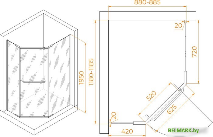 Душевой уголок RGW PA-091B 35089192-14 90x120 (черный/прозрачное стекло) - фото2