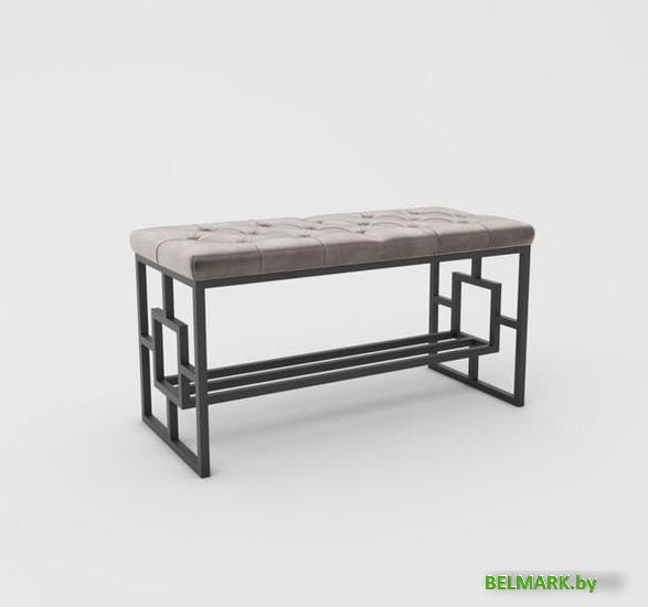 Банкетка Hype Mebel Квадро Люкс (черный/серый) - фото