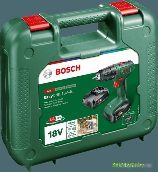 Дрель-шуруповерт Bosch EasyDrill 18V-40 06039D8005 (с 2-мя АКБ 2 Ач, кейс) - фото2