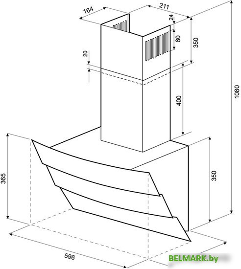 Кухонная вытяжка Krona Inga 600 push button (черный/нержавеющая сталь) - фото