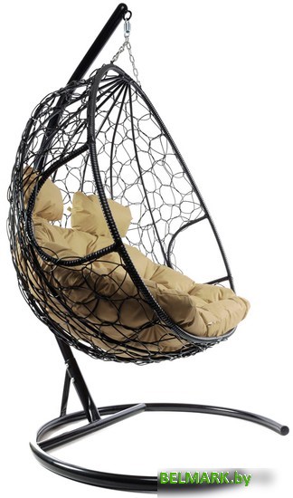 Подвесное кресло M-Group Для двоих 11450401 (черный ротанг/бежевая подушка) - фото2
