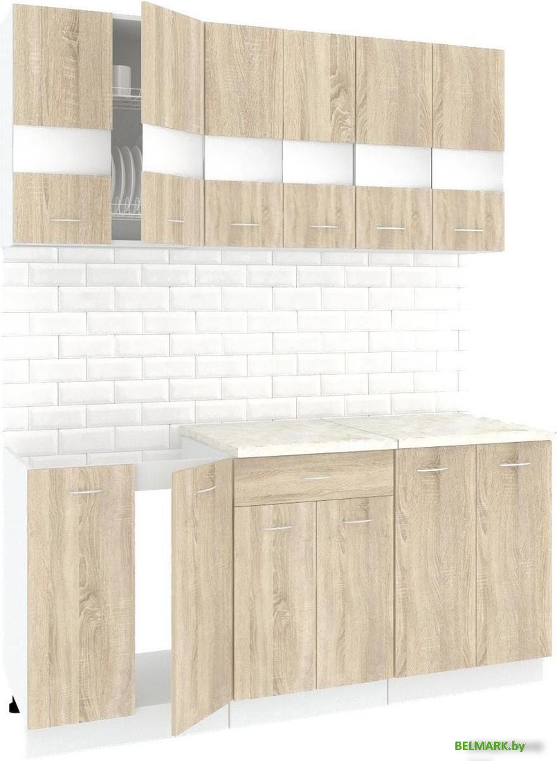Готовая кухня Кортекс-мебель Корнелия Экстра 1.7м (дуб сонома/мадрид) - фото