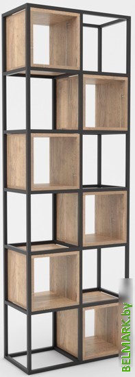 Стеллаж Hype Mebel Грос-2 70x175 (черный/дуб галифакс натуральный) - фото