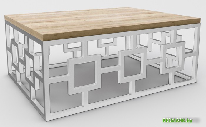 Журнальный столик Hype Mebel Лок 60x80 (белый/дуб галифакс натуральный) - фото