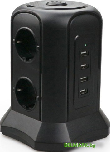 Сетевой фильтр Tessan TP-VB4U6E (черный) - фото