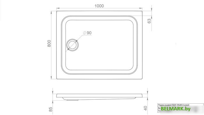 Душевой поддон Triton ПД25 100x80 - фото2