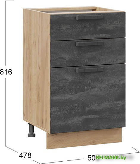 Шкаф напольный Трия Детройт 1Н5Я3 (дуб крафт золотой/угольный камень) - фото2