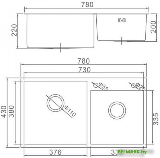 Кухонная мойка Gerhans K37843-S (нержавеющая сталь) - фото2