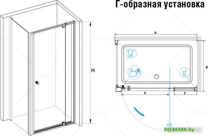 Душевой уголок RGW PA-32B (PA-02B + Z-050-1B) 41083200-014 100x100 (черный/прозрачное стекло) - фото2