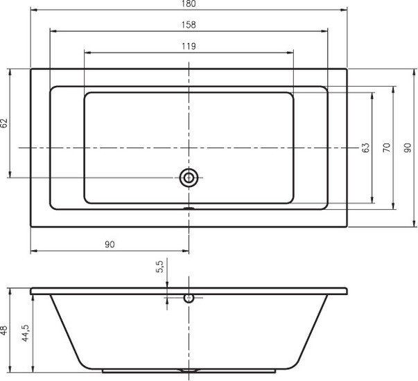 Ванна Riho Lusso 180x90 - фото2