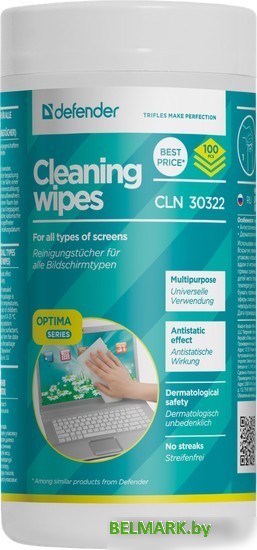 Влажные салфетки Defender CLN 30322 Optima (100 шт) - фото