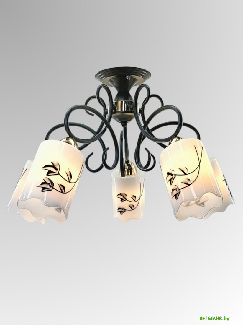 Люстра средней высоты Aitin Pro НПБ 02-5x60-105 8004/5 (черный/золото) - фото2