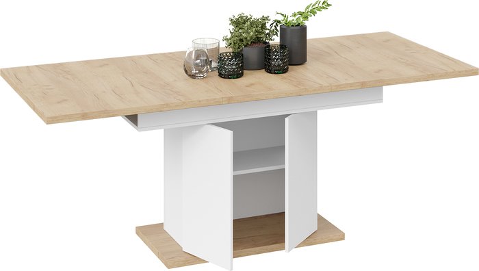 Кухонный стол Трия Детройт Тип 1 (белый/дуб крафт золотой) - фото