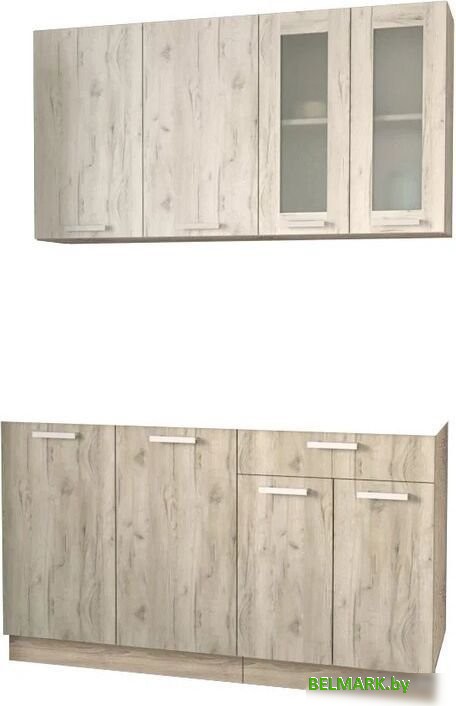 Готовая кухня Интерлиния Мила 14 без столешницы (дуб белый/дуб серый) - фото