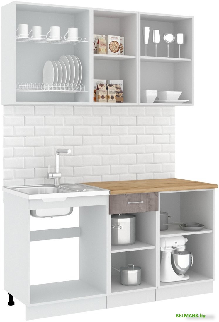 Готовая кухня Кортекс-мебель Корнелия Лира-лайт 1.5м (капучино/оникс/дуб бунратти) - фото2