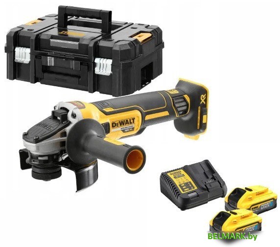 Угловая шлифмашина DeWalt DCG405H2T (с 2-мя АКБ, кейс) - фото