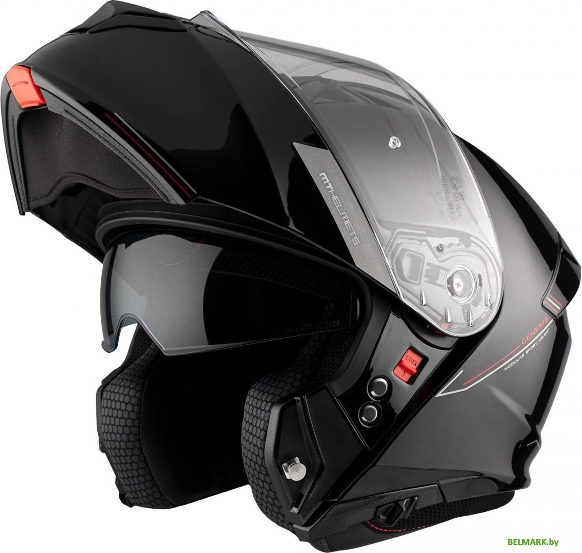 Мотошлем MT Helmets Genesis SV Solid A1 (XXL, черный глянцевый) - фото2