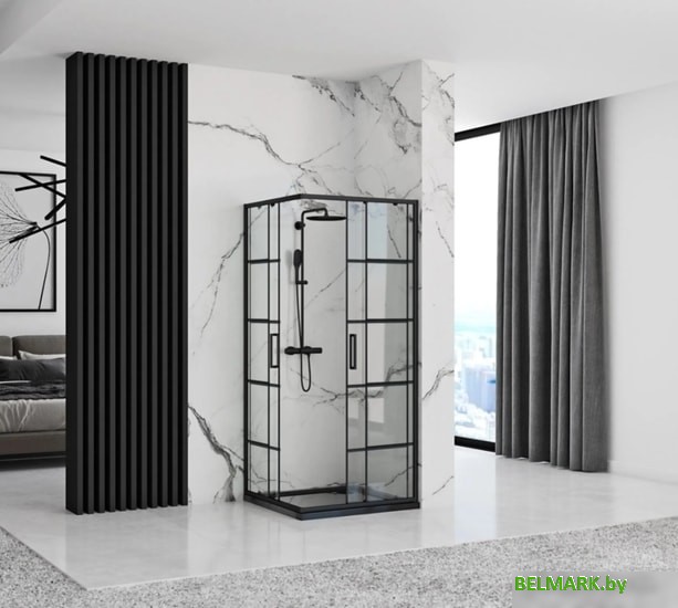 Душевой уголок Rea Concept 80x80 (черный/прозрачное стекло) - фото2