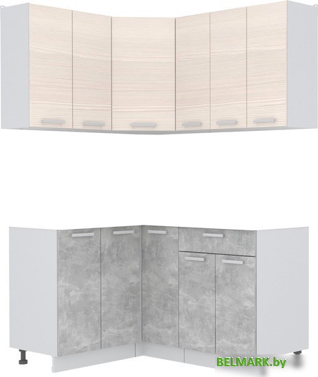 Готовая кухня Интерлиния Мила Лайт 1.2x1.5 без столешницы (вудлайн кремовый/бетон) - фото