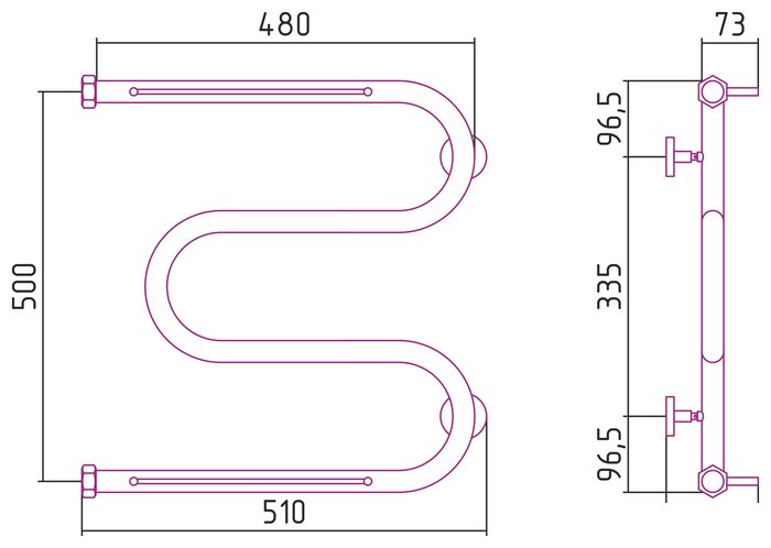 Полотенцесушитель Сунержа М-образный 2 полки 500х500 00-0008-5050 - фото2