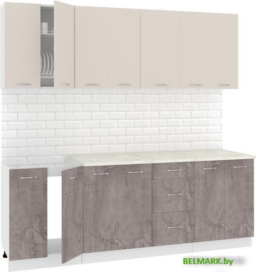 Кухня Кортекс-мебель Корнелия Лира 2.2м (капучино/оникс/мадрид) - фото