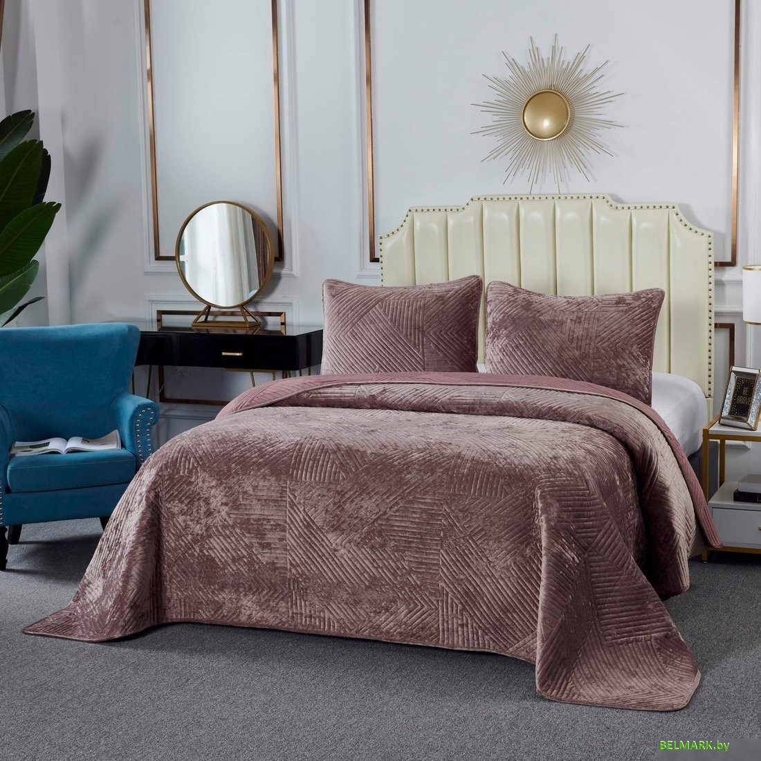 Набор текстиля для спальни Sofi De MarkO Патрисия 160x220 Пок-П-160x220пр1 (пепельная роза 1) - фото2