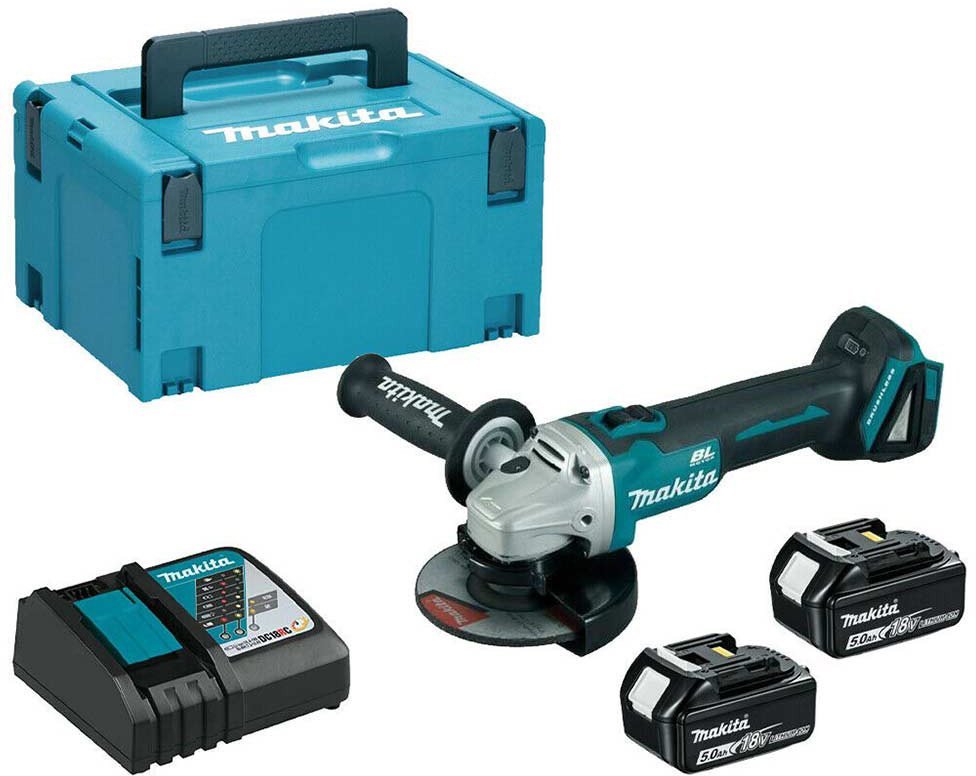 Угловая шлифмашина Makita DGA506RTJ (с 2-мя АКБ, кейс) - фото