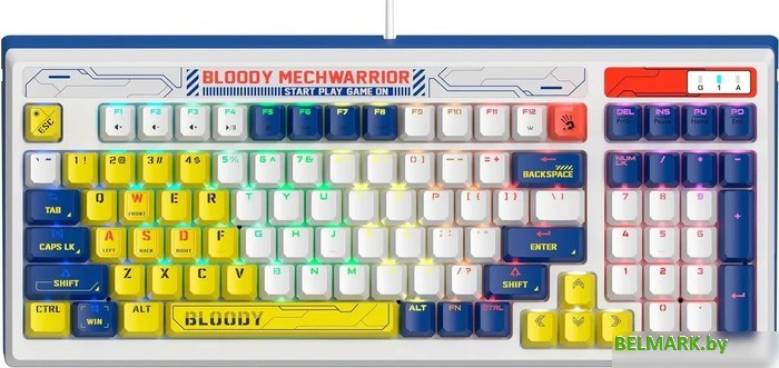 Клавиатура A4Tech Bloody B950 (белый/синий, Light Strike Libra Brown) - фото