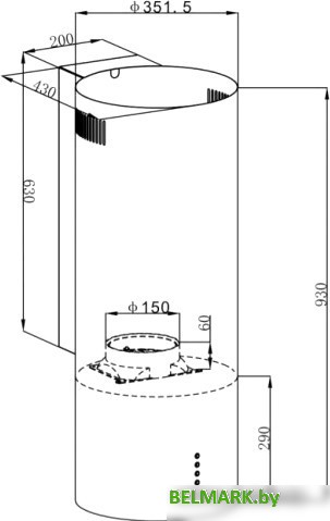 Кухонная вытяжка HOMSair Art 1050WL 35 (черный) - фото2