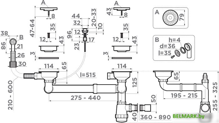 Сифон Omoikiri WK-1.5-CL-R-A AB - фото2
