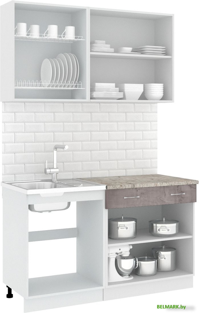 Готовая кухня Кортекс-мебель Корнелия Лира-лайт 1.4м (капучино/оникс/марсель) - фото2