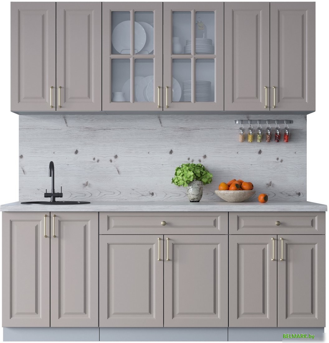 Готовая кухня Интерлиния Мила Шато 2.0А (луна/луна/бискайская сосна) - фото