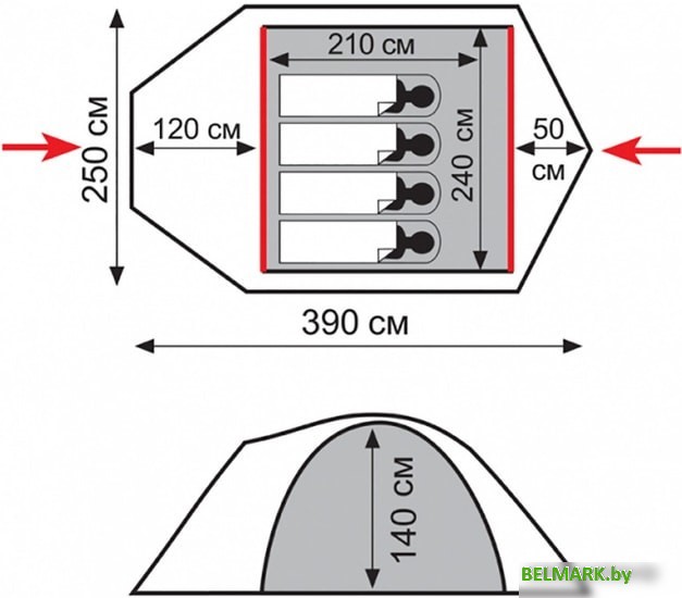 Треккинговая палатка TRAMP Lite Camp 4 (песочный) - фото2